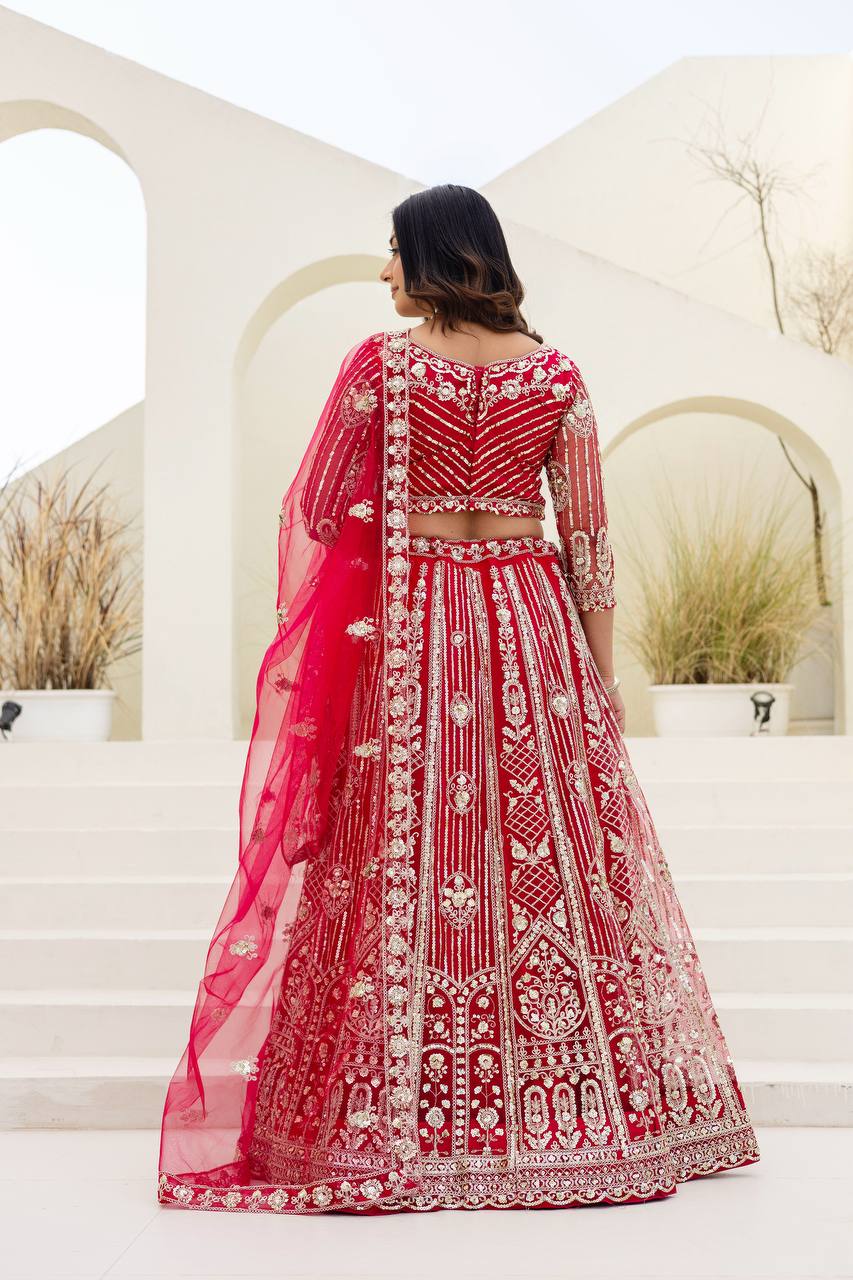 Butterfly Net Sequins Embroidered Lehenga Choli Set
