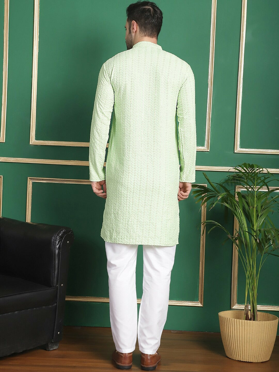 Embroidered Sequinned Kurta with Pyjamas