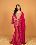 Attractive Pink Silk Palazzo Suit With Dupatta