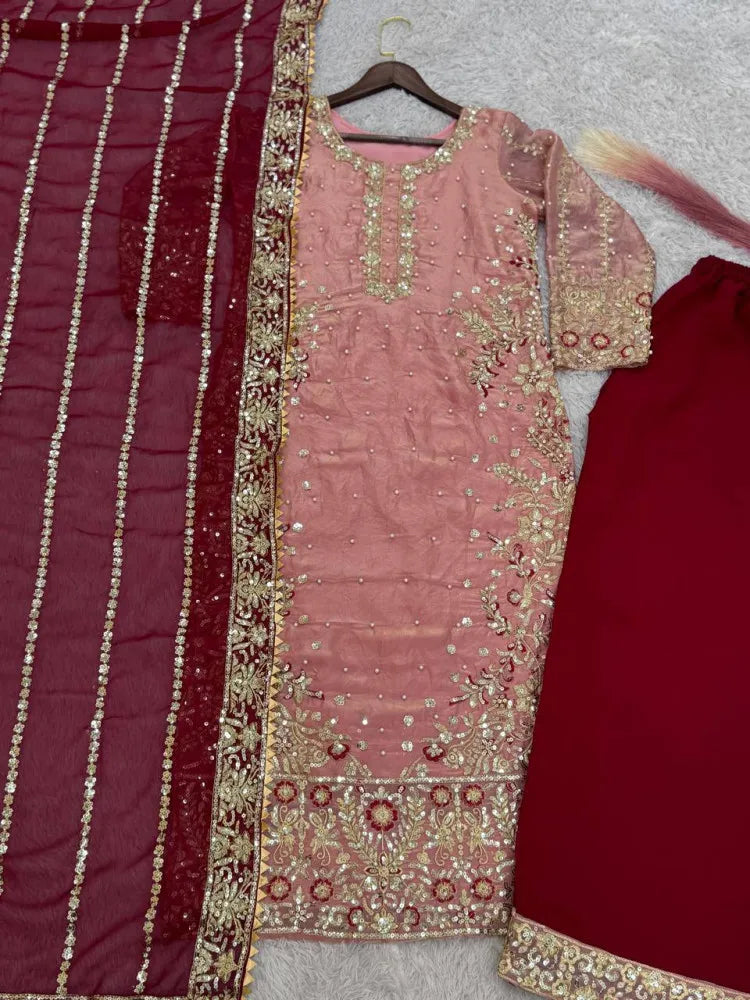 Fendy Silk With Sequence Embroidery Work