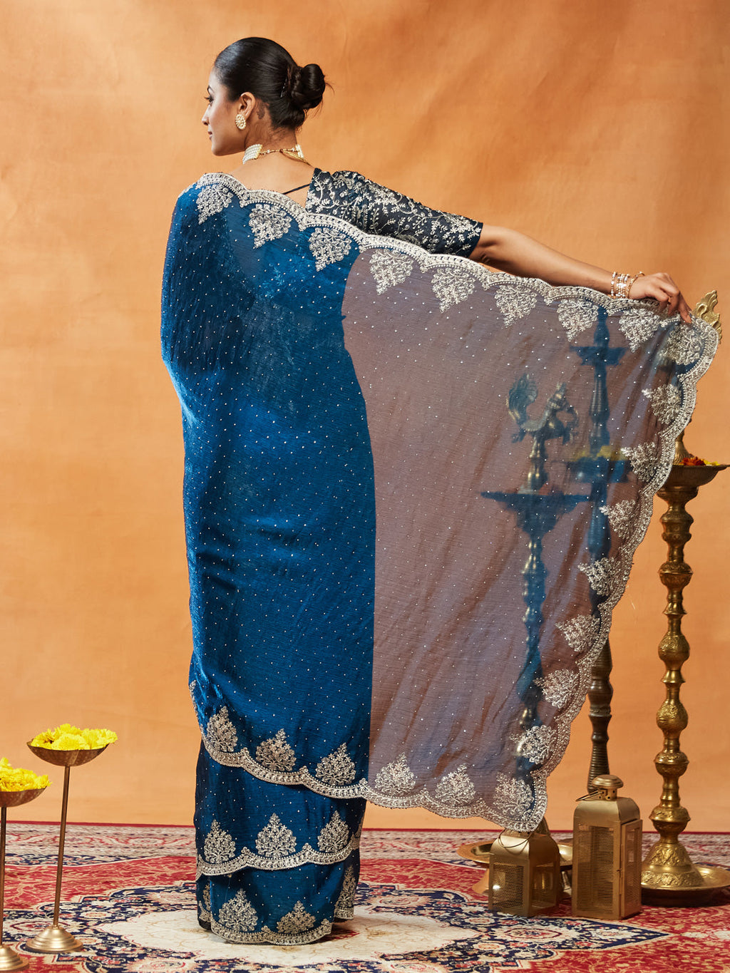 Silk Blend Embroidered Saree