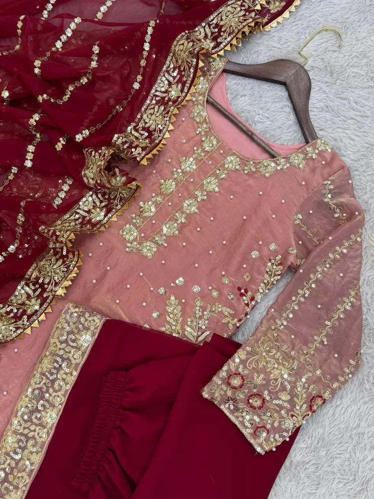 Fendy Silk With Sequence Embroidery Work