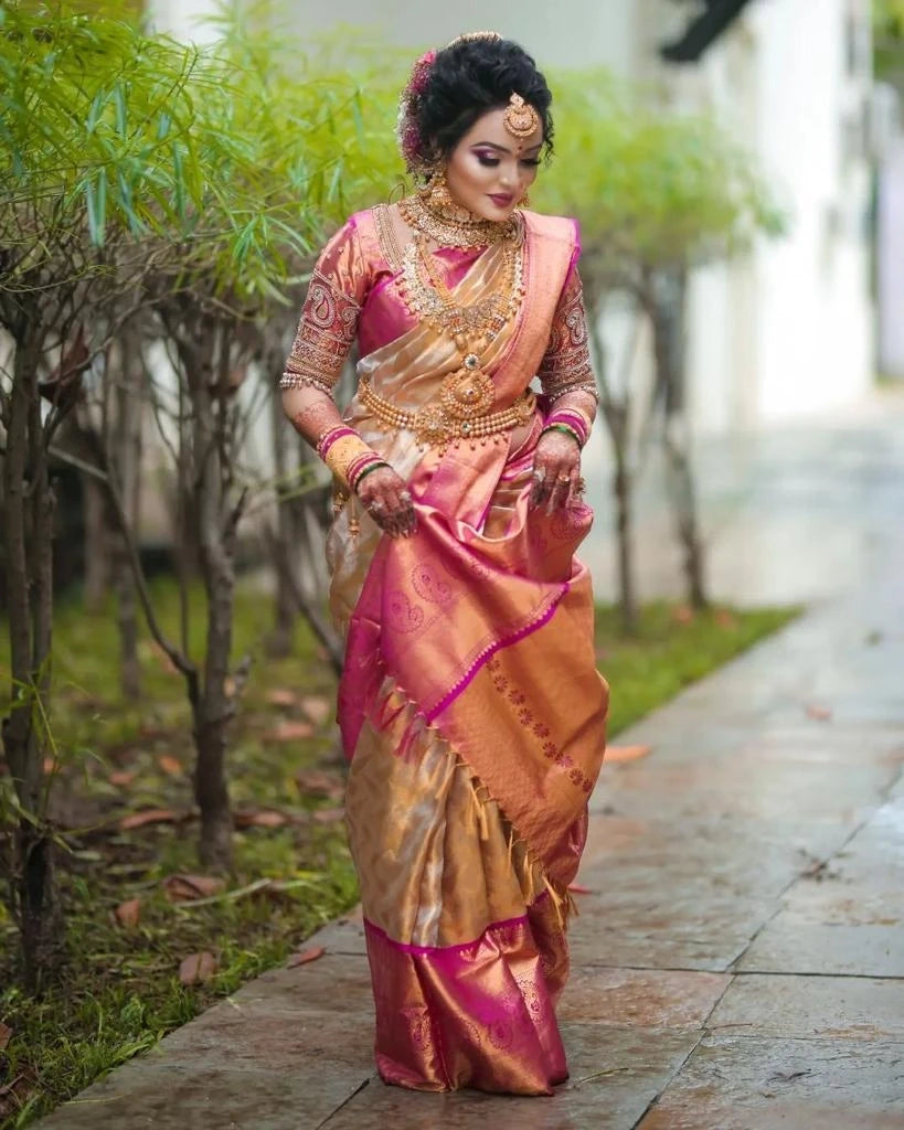 Off-White Soft Litchi Silk Lace Border Saree With Unstitched Blouse