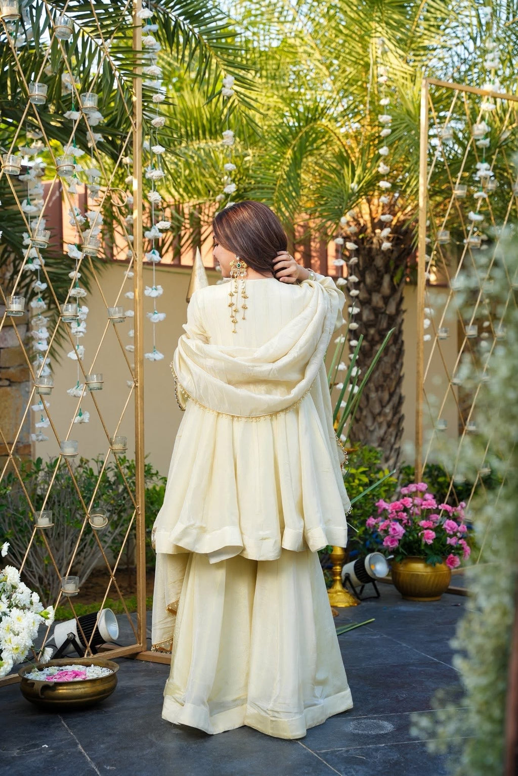 Elegance Mirror Work Anarkali With Sharara & Dupatta