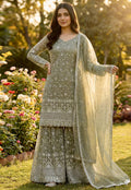 Heavy Embroidery Sequence Work Top Sharara & Dupatta Set