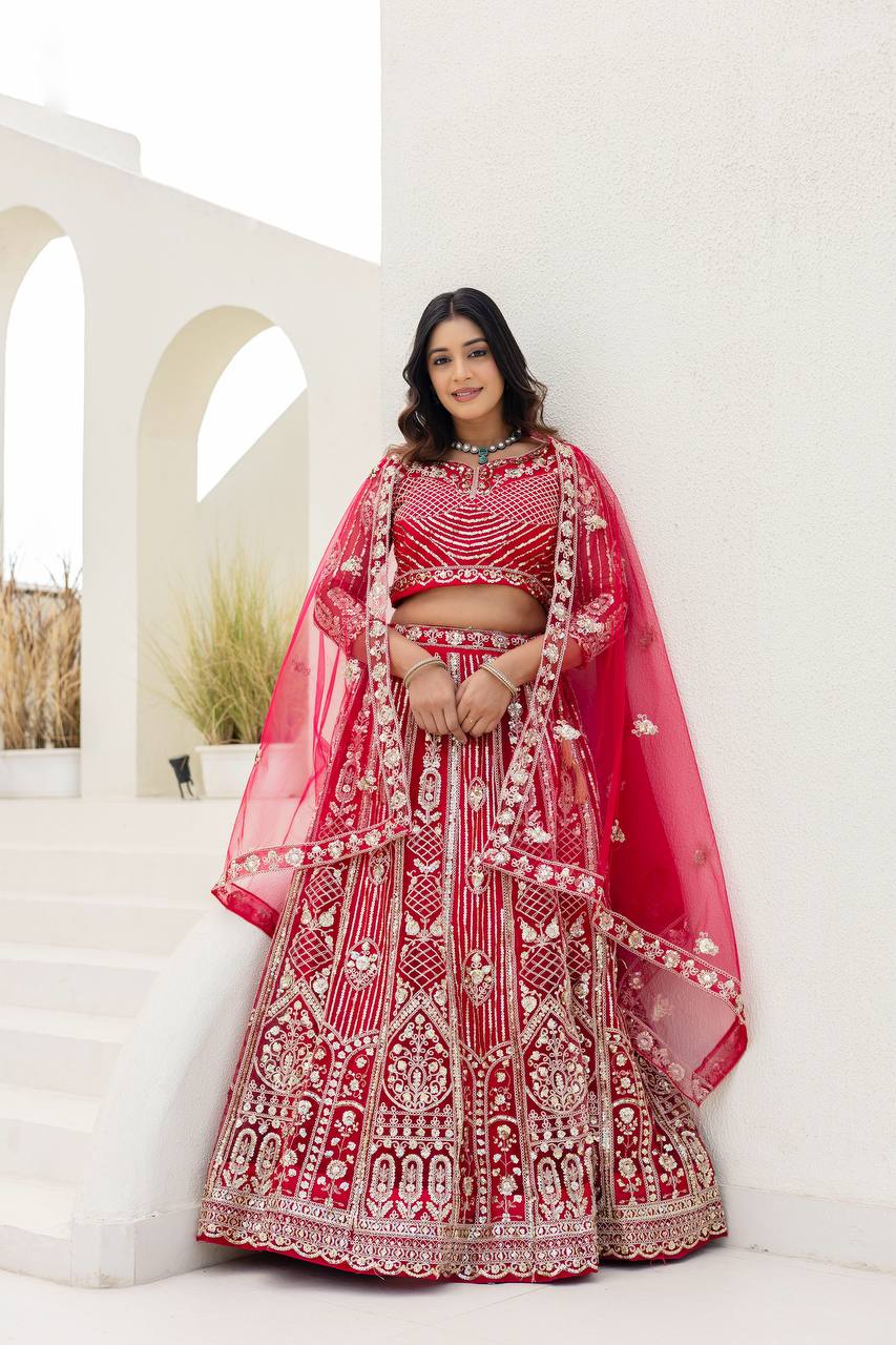 Butterfly Net Sequins Embroidered Lehenga Choli Set