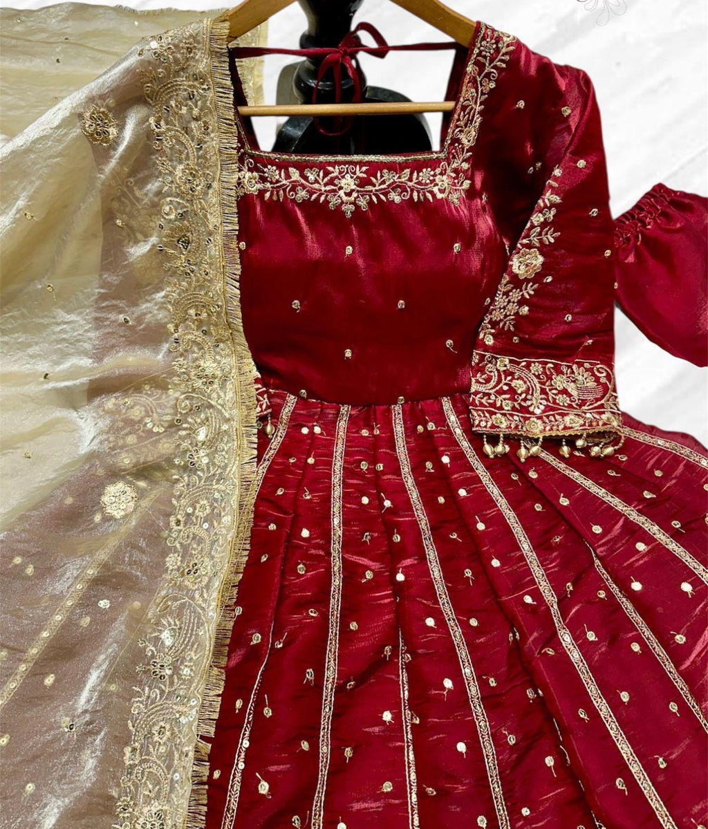 HeavyFrendy Silk Embroidered Anarkali Pant Set with Dupatta