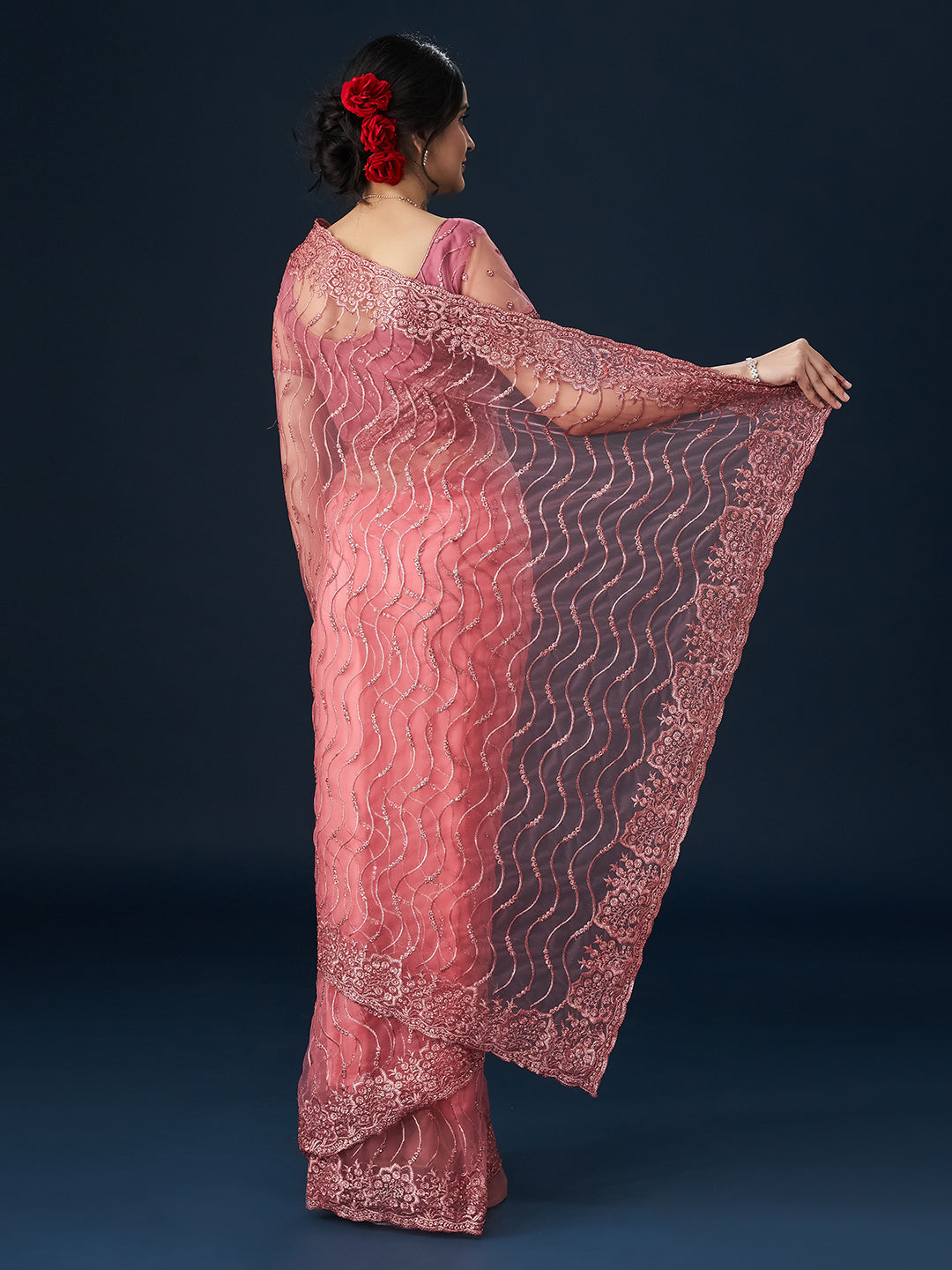 Gajri Geometric Embroidered Sarees