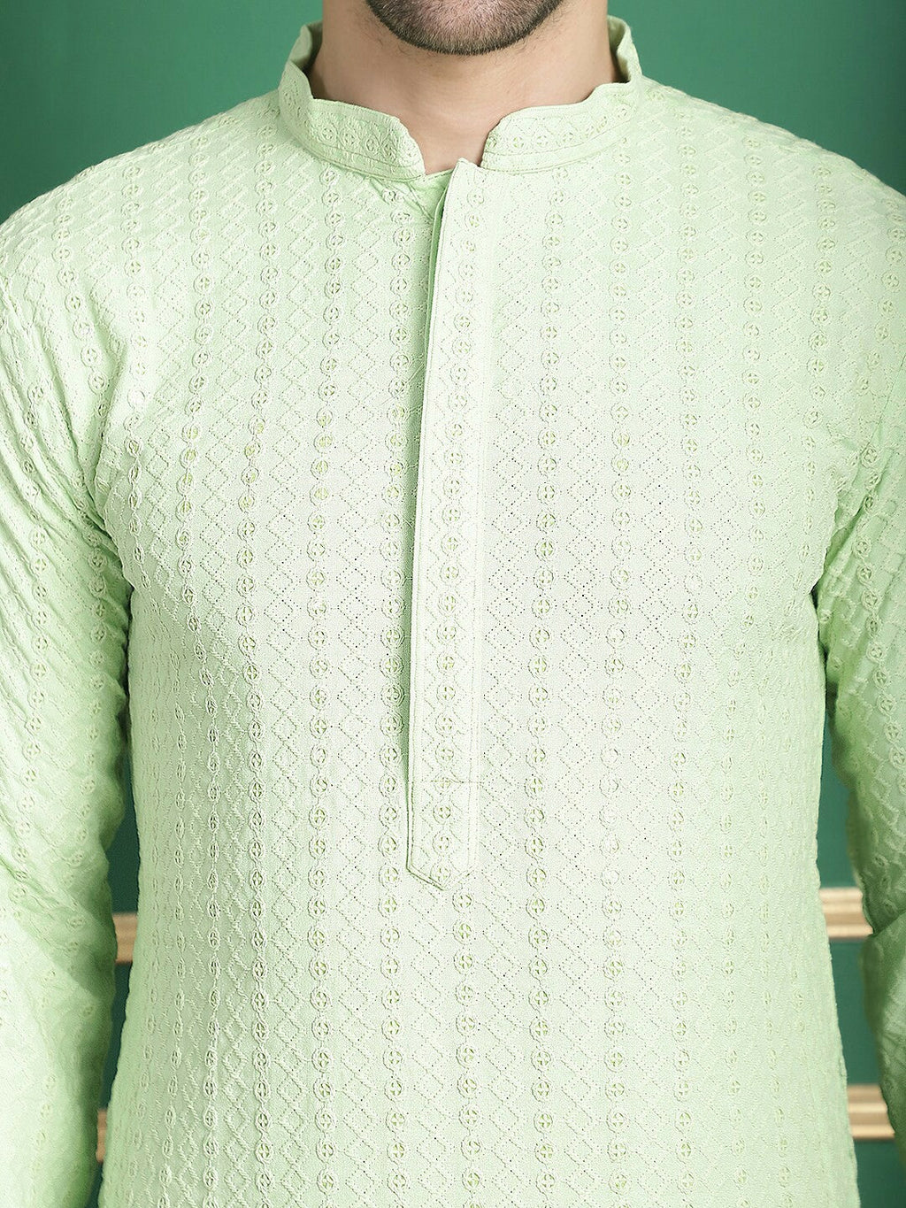 Embroidered Sequinned Kurta with Pyjamas