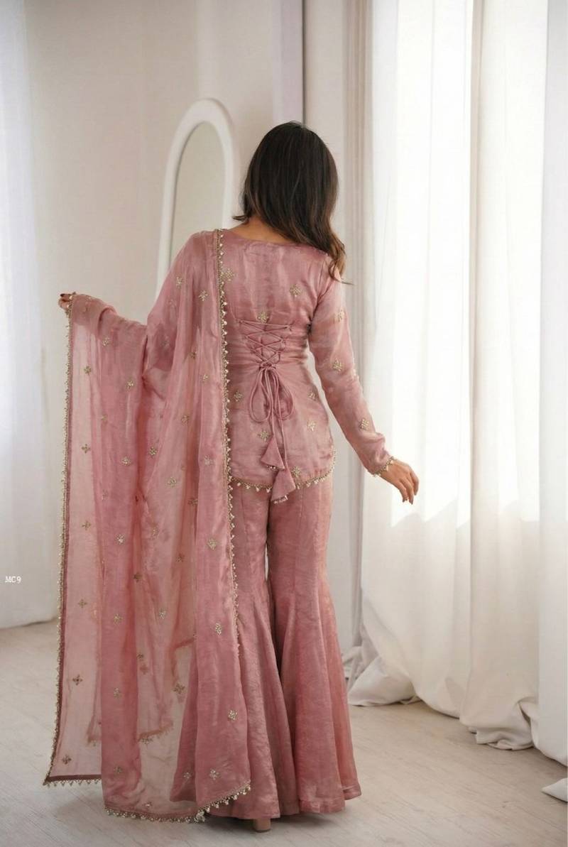 Elegant Fendy Silk Sharara Set