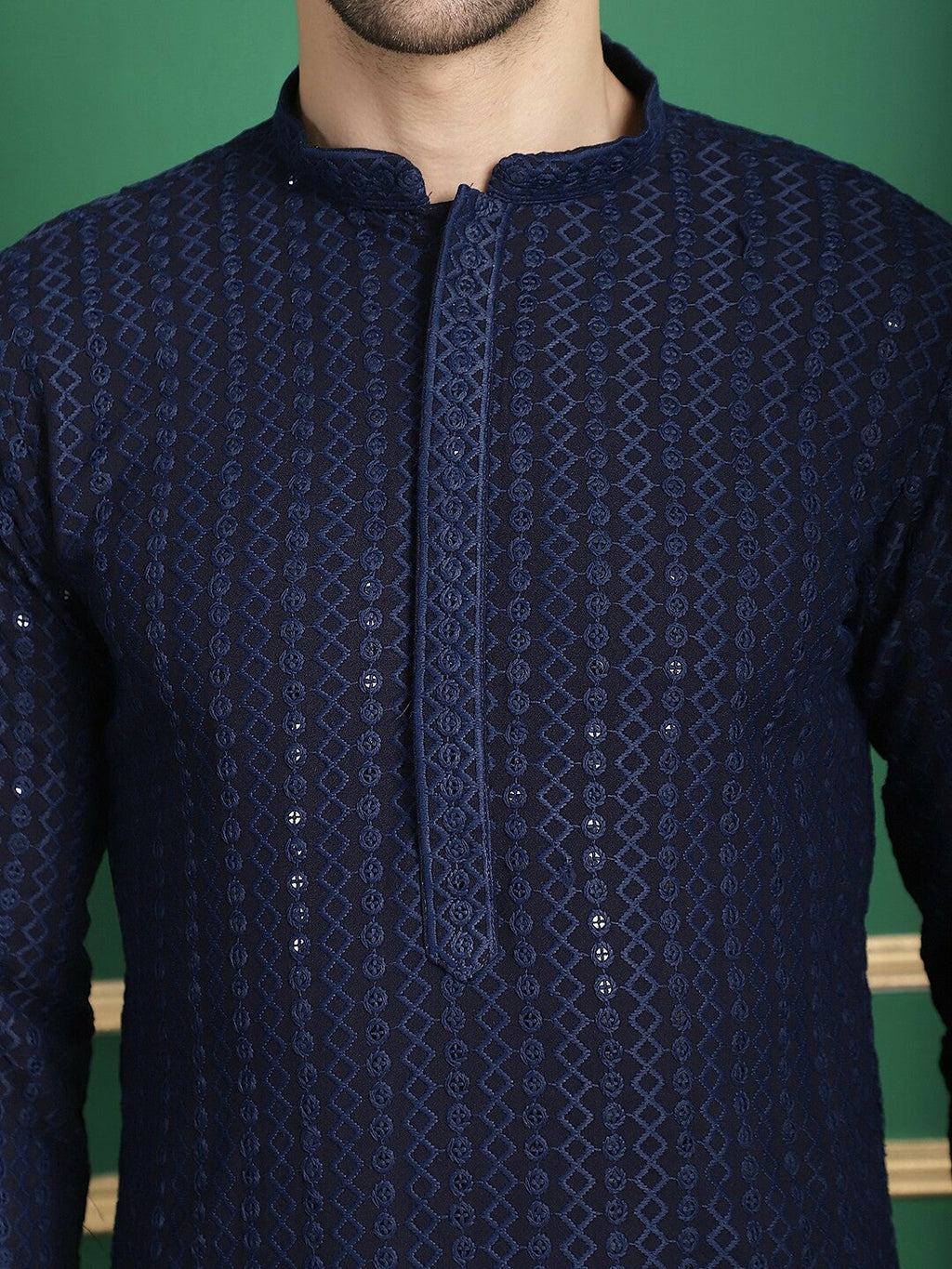 Embroidered Sequinned Kurta with Pyjamas