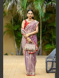 Lavender and red saree