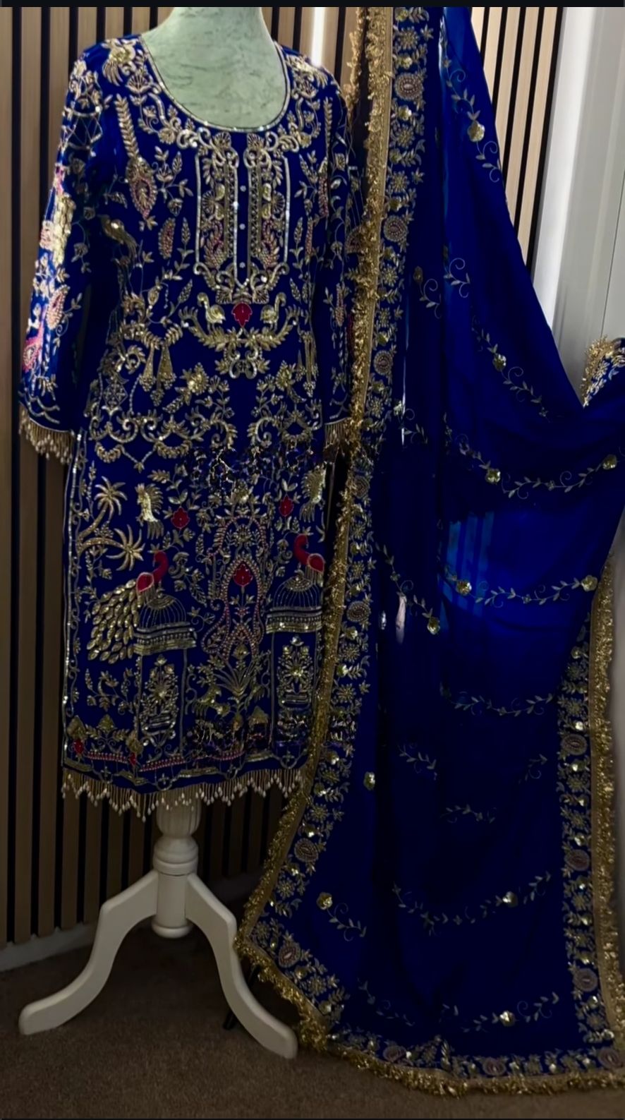 Designer Natural Crepe  Salwar Set – Round Neck – Sequin Embroidered