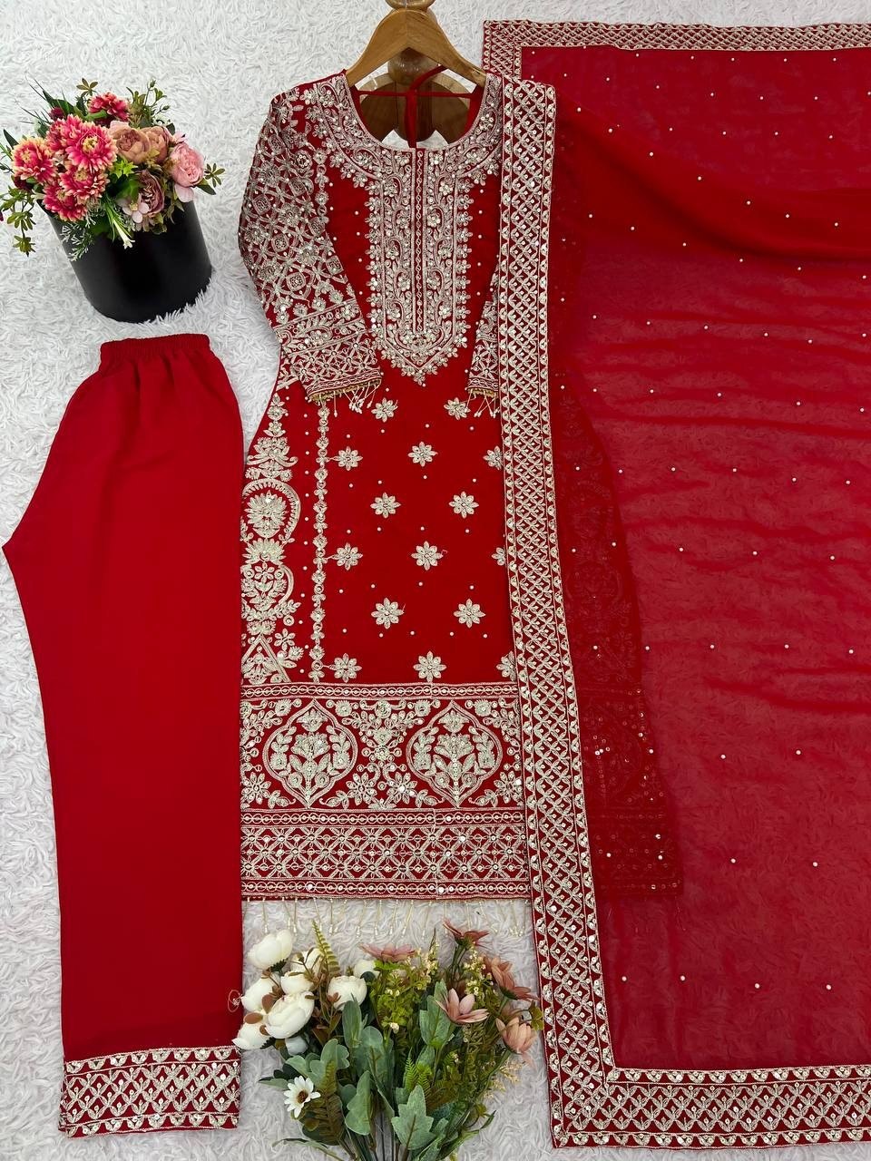 Heavy Work Faux Georgette Dress Set with Dupatta