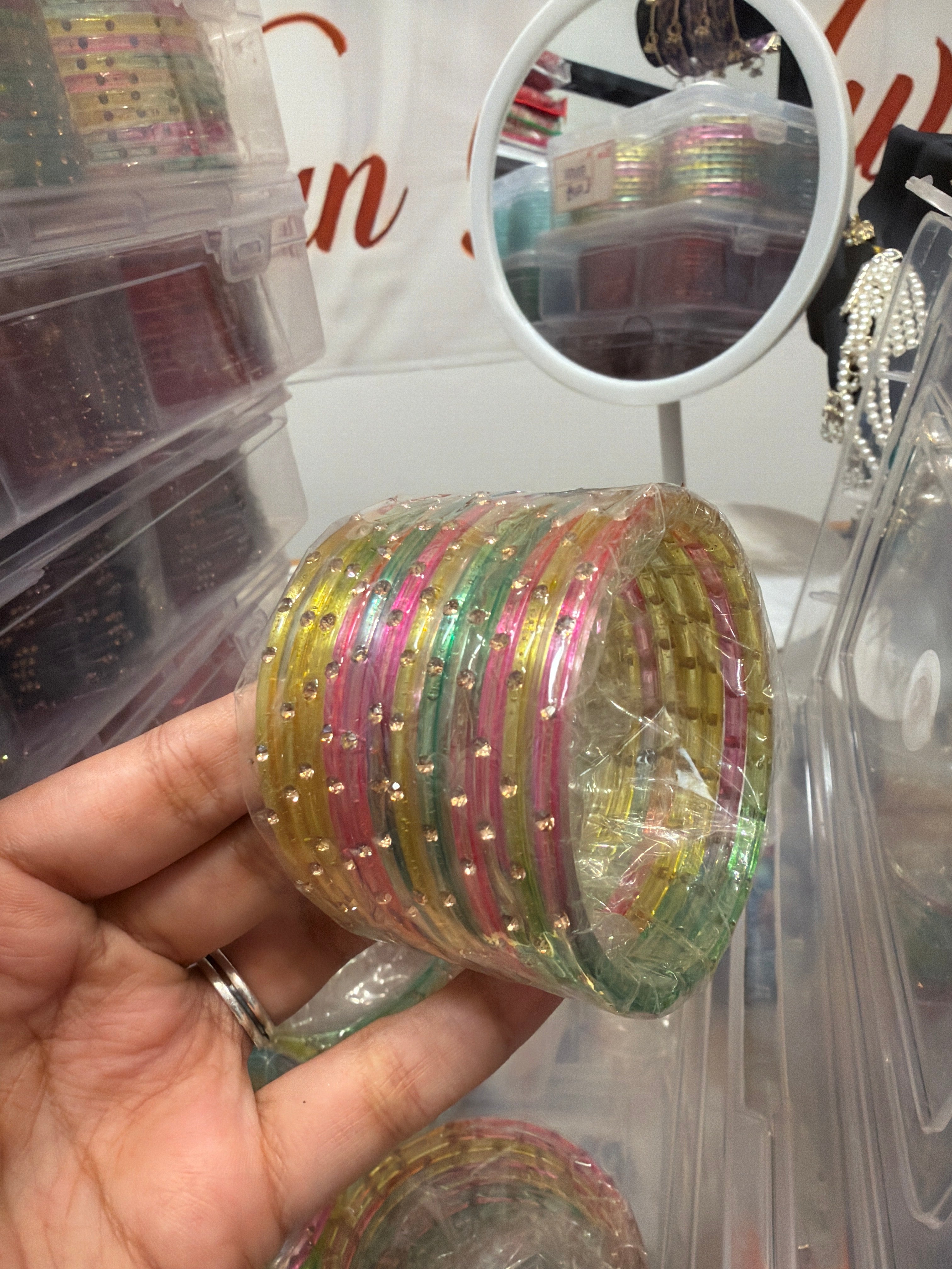 Multicolor glass raindrop 12 Bangles✨💖￼