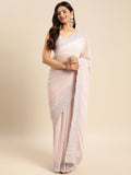 Peach Diamond Work Saree With Unstitched Blouse