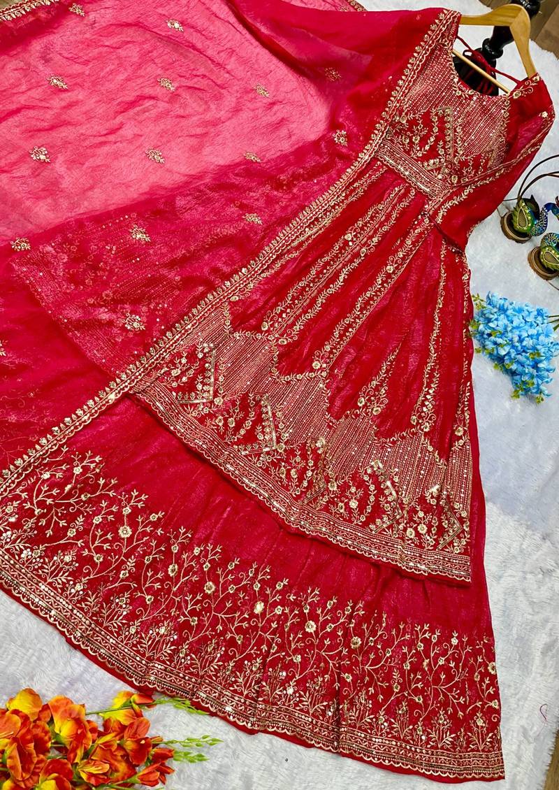 Designer Heavy Crunchi Silk with Embroidery Work
