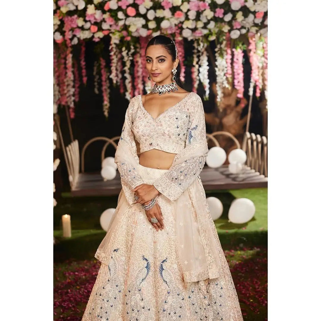Premium Soft Butterfly Net Lehenga Embellished With Beautiful Multy Thread Embroidery Work
