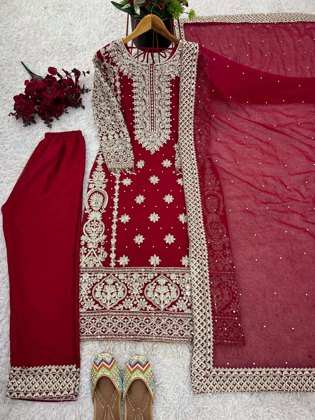 Heavy Work Faux Georgette Dress Set with Dupatta