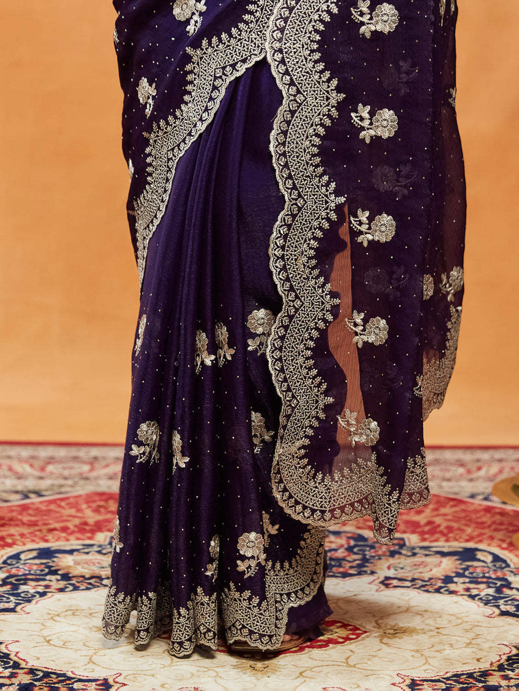 Embellished Embroidered Pure Chiffon Saree