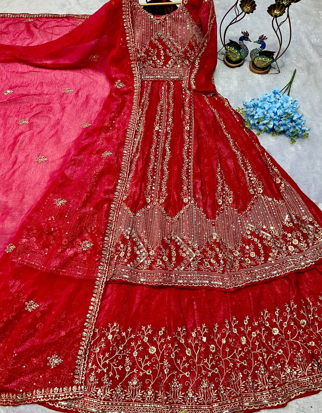Designer Heavy Crunchi Silk with Embroidery Work