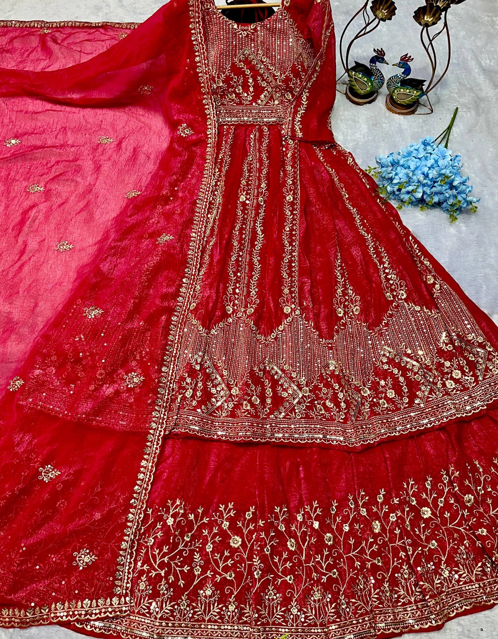 Designer Heavy Crunchi Silk with Embroidery Work