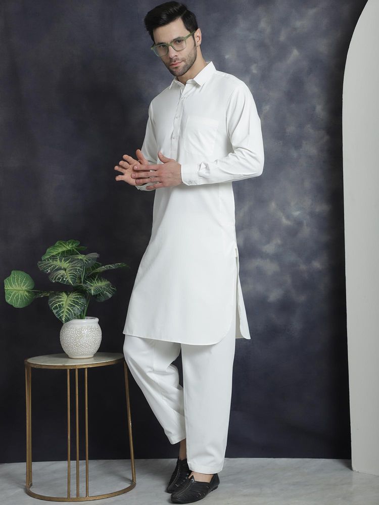Men's Solid Pathani Kurta with Salwar
