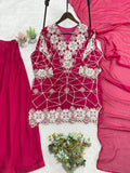 Georgette Sequence Embroidery Palazzo Suit