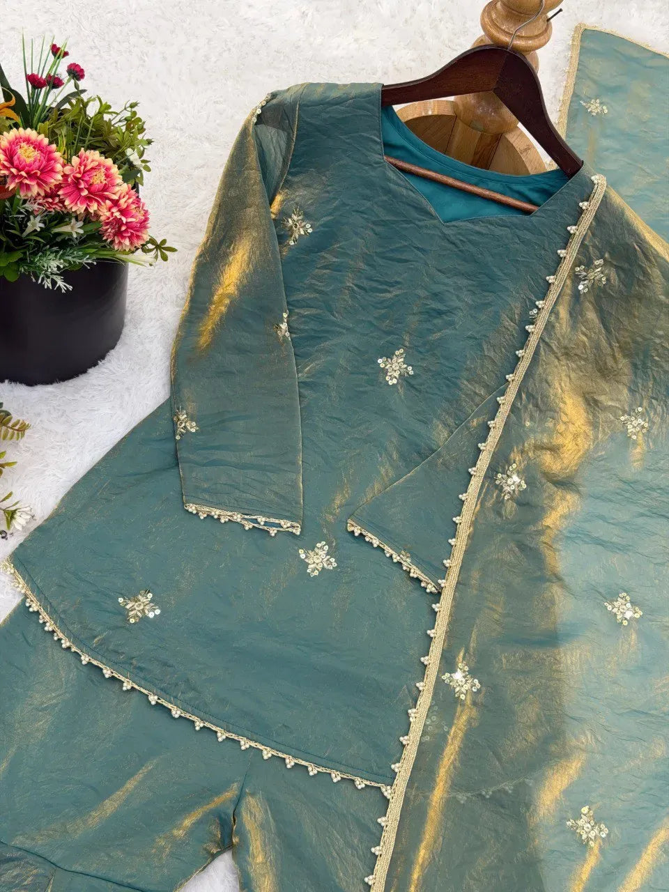 Elegant Fendy Silk Sharara Set