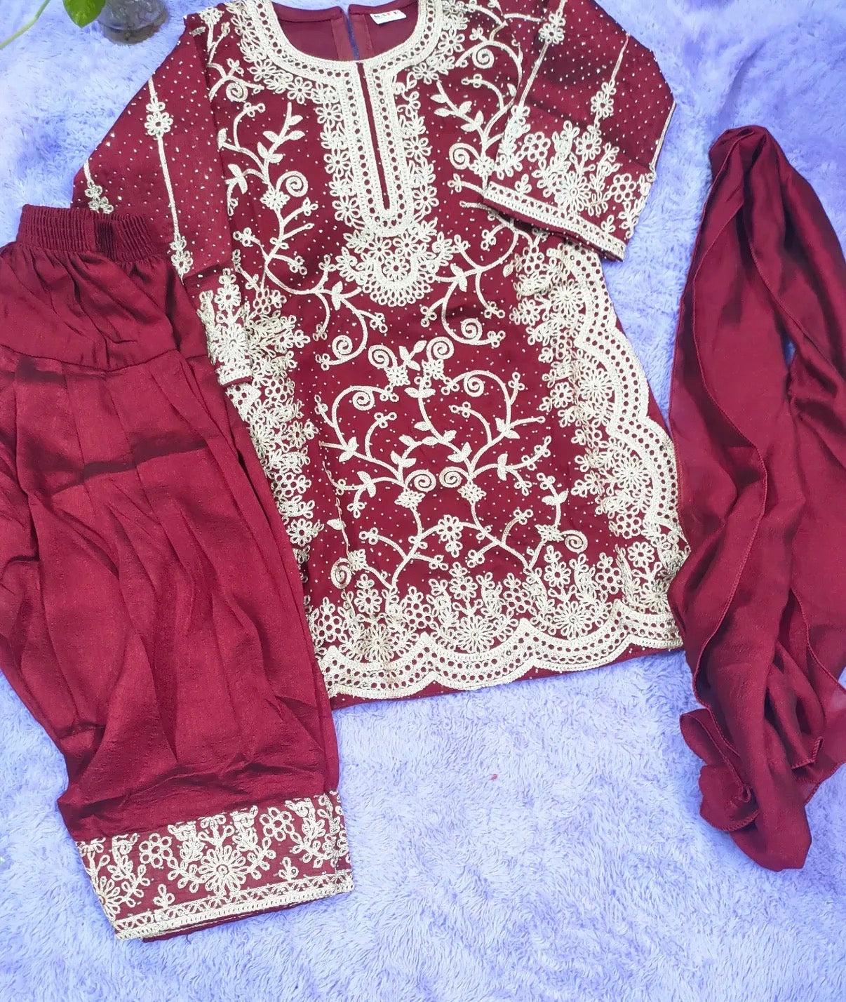Maroon baby girl suit ✨