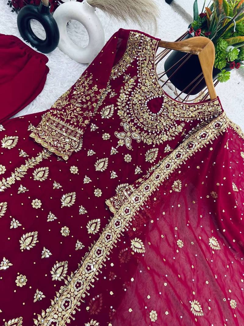 Designer Party Wear Look Top-Plazzo And Dupatta With Heavy Embroidery Work
