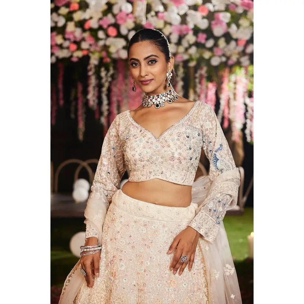 Premium Soft Butterfly Net Lehenga Embellished With Beautiful Multy Thread Embroidery Work