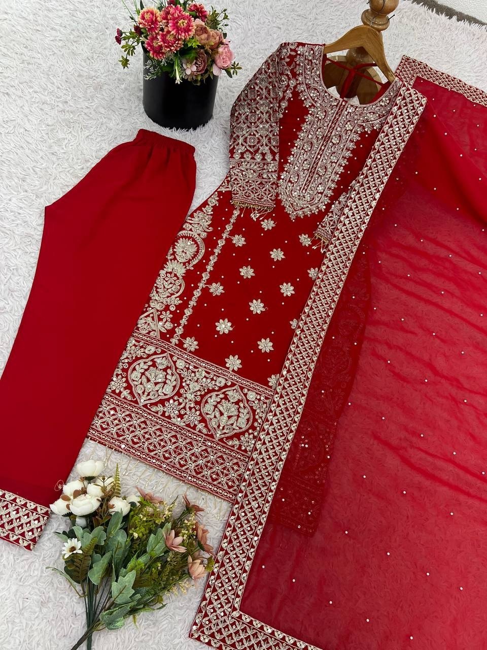 Heavy Work Faux Georgette Dress Set with Dupatta