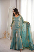 Elegant Fendy Silk Sharara Set