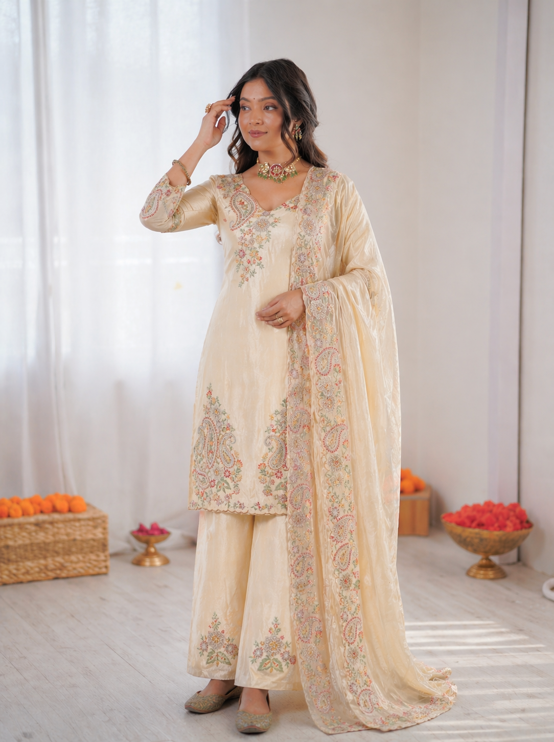 Beautiful Elegant Rich Look Fendy Sequence Embroidery Work Top Pant