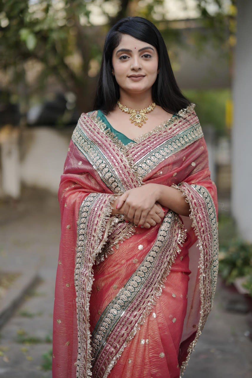 Most Beautiful Designer Banarasi Crush Saree