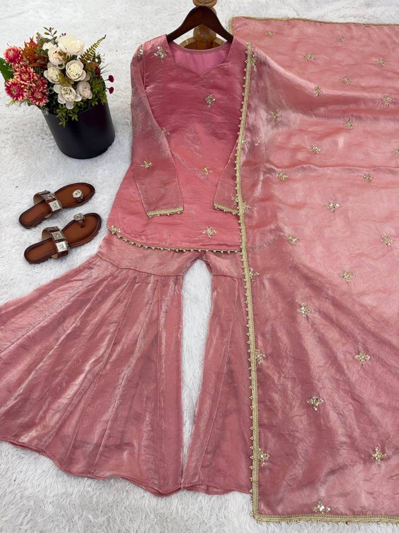 Elegant Fendy Silk Sharara Set
