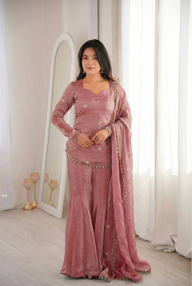 Elegant Fendy Silk Sharara Set