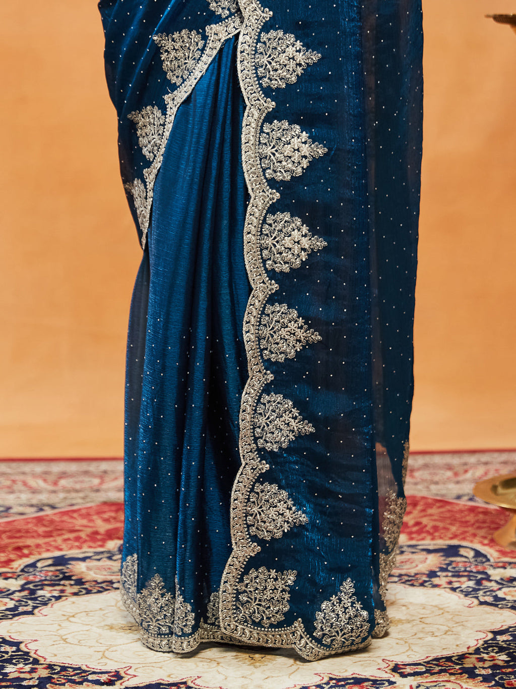 Silk Blend Embroidered Saree