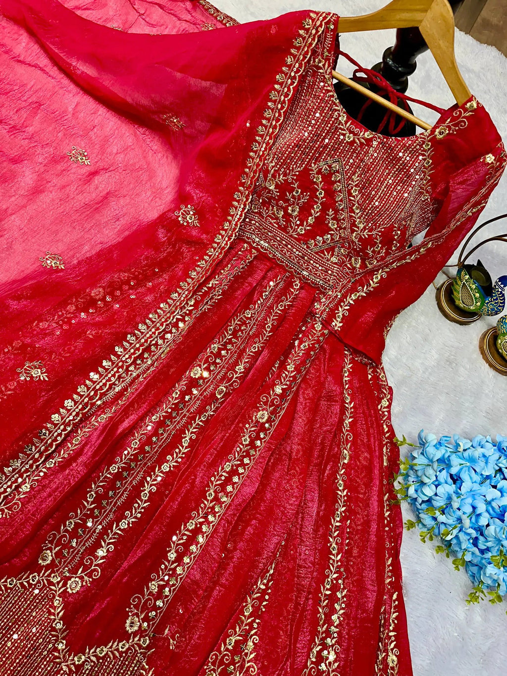 Designer Heavy Crunchi Silk with Embroidery Work