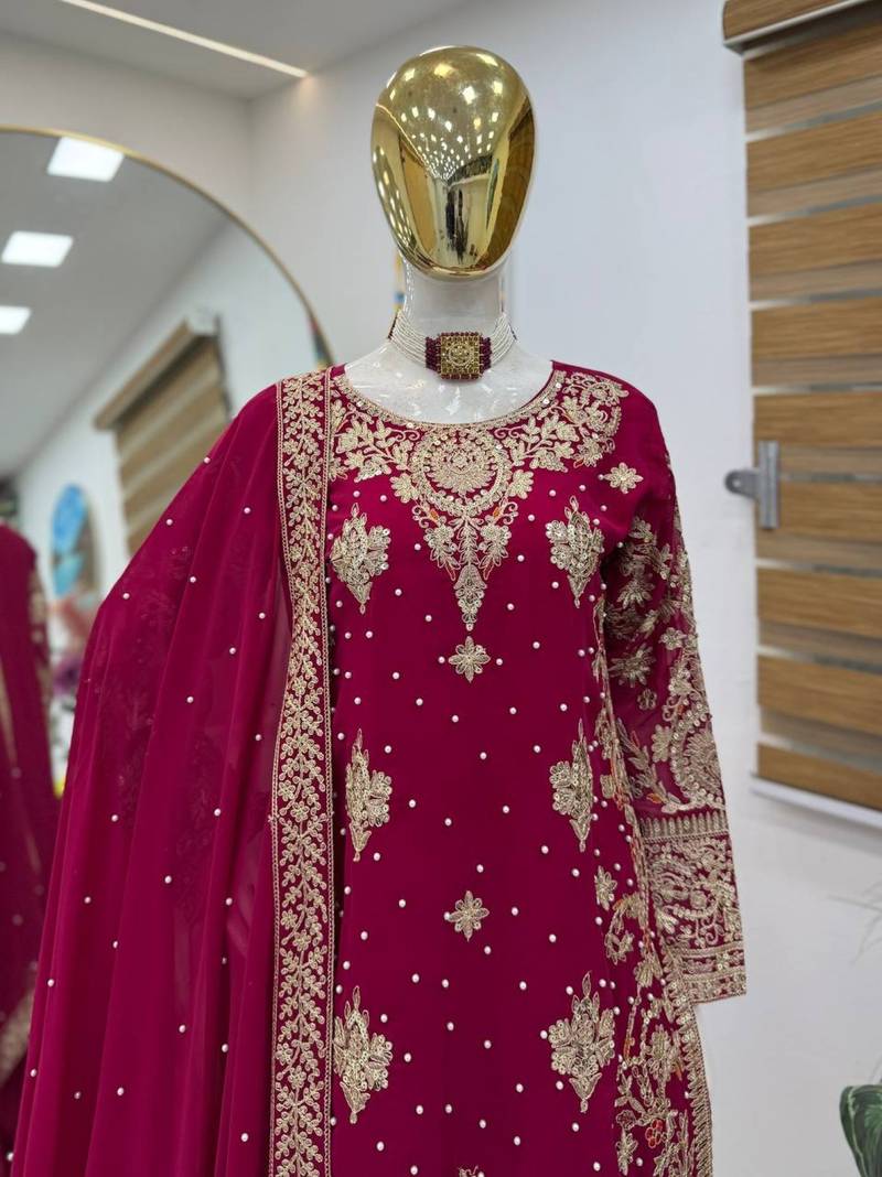 Beautifull Fox Georgette Codding Sequience Work Top Plazzo