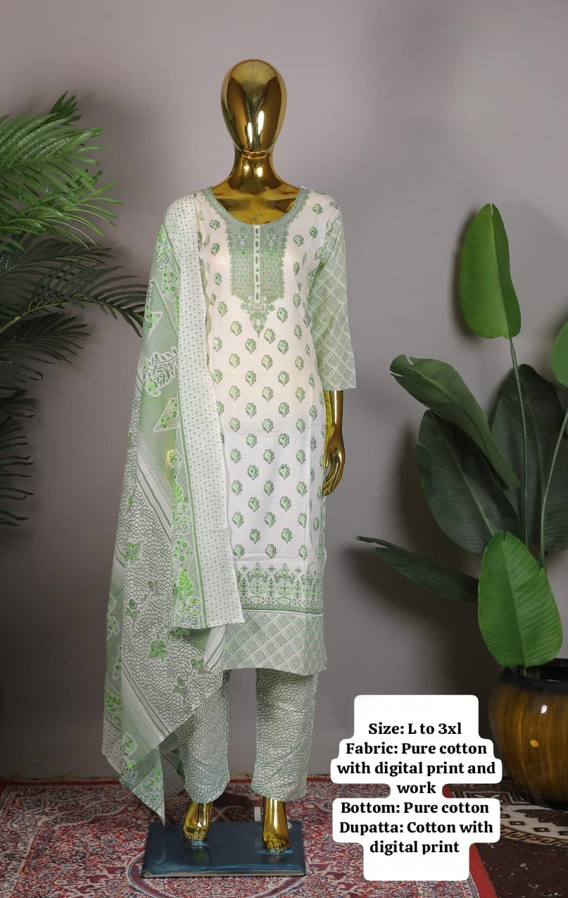 Ready to wear Cotton suit with dupatta✨