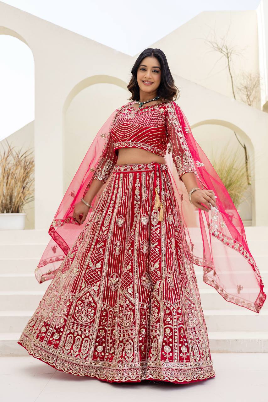 Butterfly Net Sequins Embroidered Lehenga Choli Set