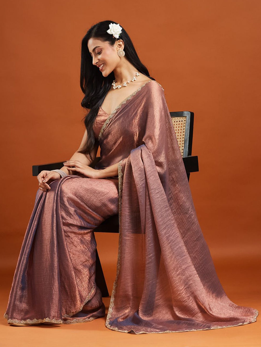Pink Banarasi Silk Blend Saree – Woven Border – Zari Work