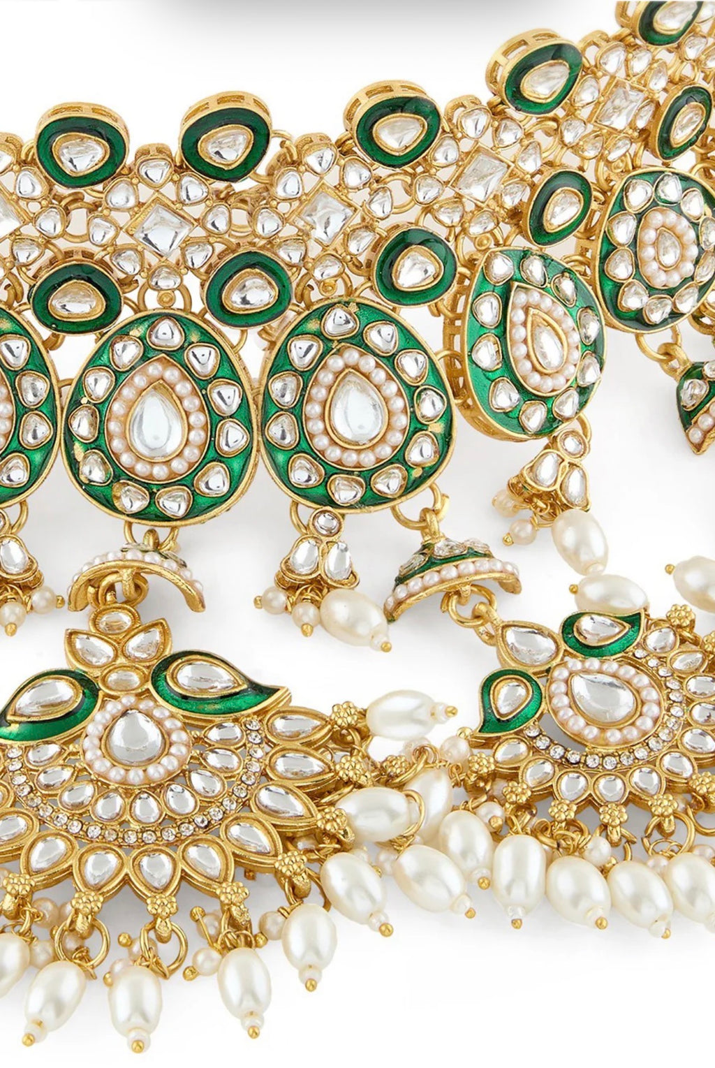 Gold-plated kundan bridal jewelry set