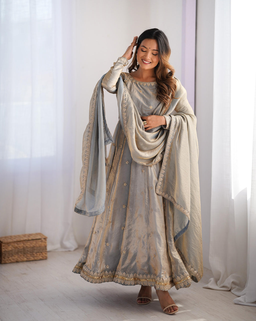 Fandy Silk Anarkali Suit Set