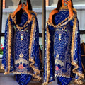 Embroidered Royal Blue salwar Suit: Peacock Motif Ethnic Outfit