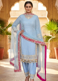 Designer Heavy Diamond Georgette Embroidery Work Punjabi Salwar Suit Set