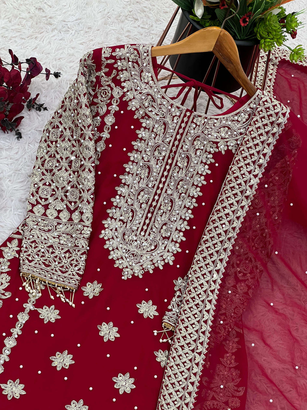 Heavy Work Faux Georgette Dress Set with Dupatta