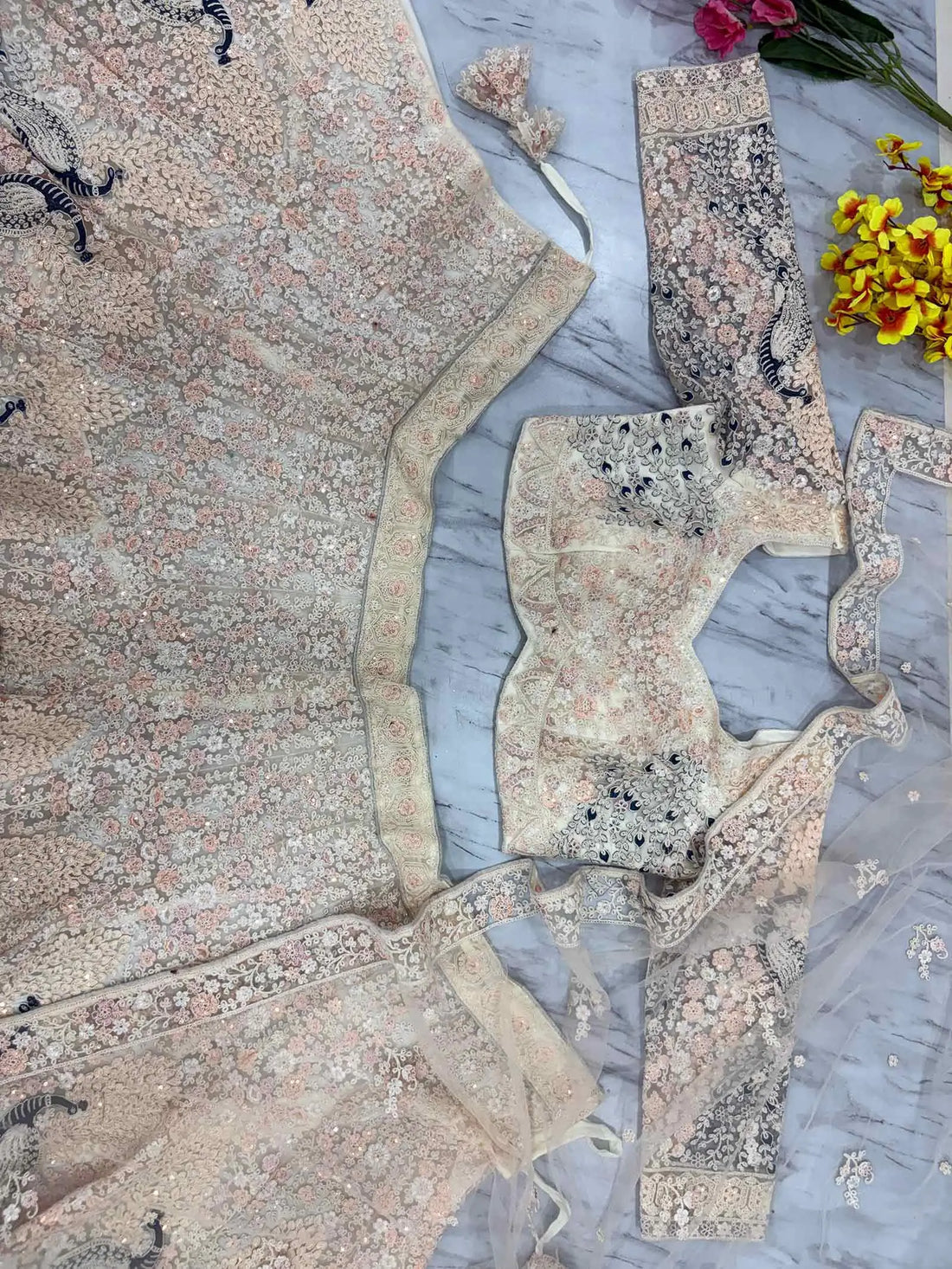 Premium Soft Butterfly Net Lehenga Embellished With Beautiful Multy Thread Embroidery Work